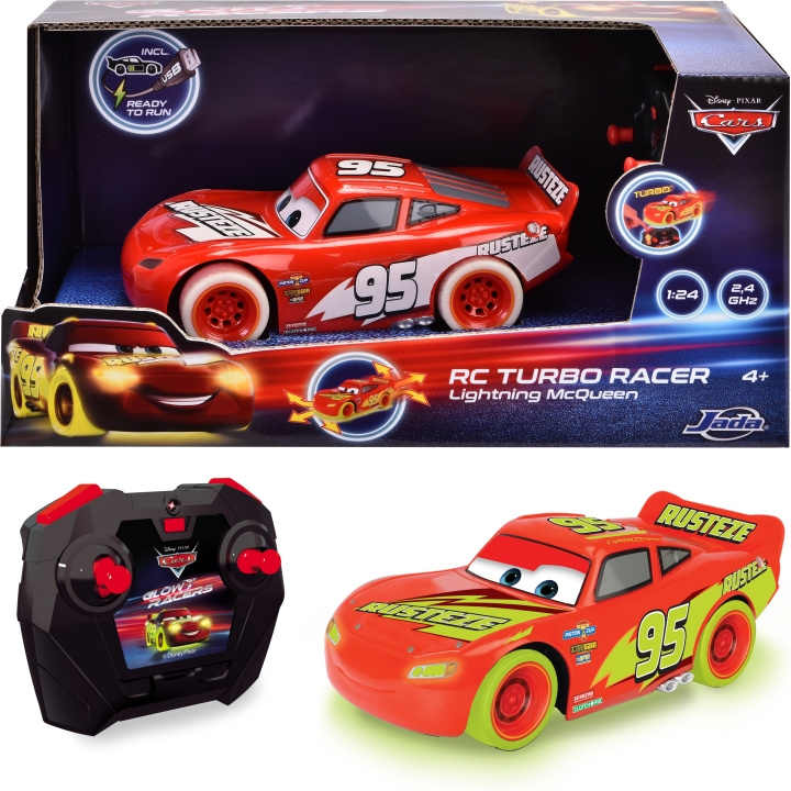 Jada RC Disney Cars Glow Racers - fjärrstyrd bil, Blixten McQueen in de groep SPEELGOED, KINDER- & BABYPRODUCTEN / Op afstand bestuurbaar / Afstand bestuurbare auto\'s bij TP E-commerce Nordic AB (C55407)