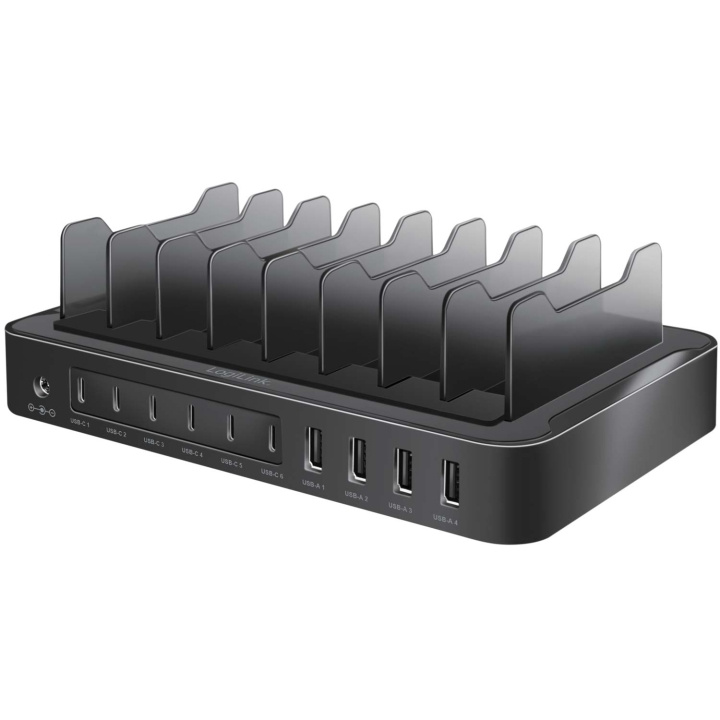 LogiLink Laddstation 10 portar 6st USB-C + 4st USB-A PD/QC3.0 120W in de groep COMPUTERS & RANDAPPARATUUR / Computeraccessoires / USB-hubs bij TP E-commerce Nordic AB (C55431)