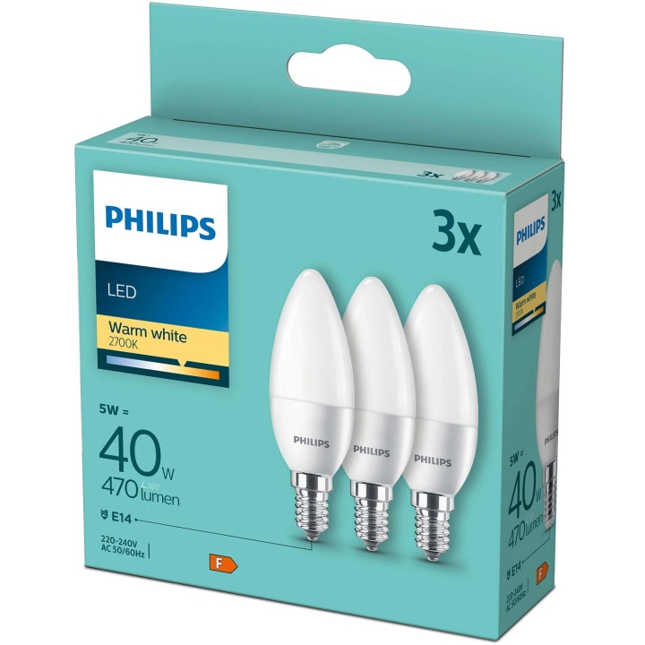 Philips 3-pack LED E14 Kron 5W (40W) Frost 470lm in de groep HOME ELECTRONICS / Verlichting / LED-lampen bij TP E-commerce Nordic AB (C55458)