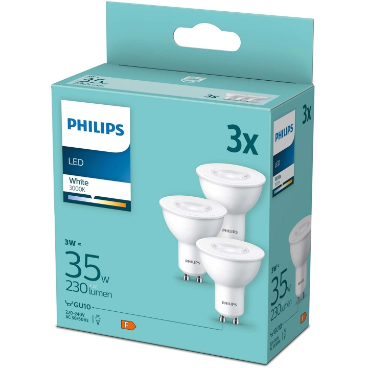 Philips 3-pack LED GU10 3W (35W) 3000K 230lm in de groep HOME ELECTRONICS / Verlichting / LED-lampen bij TP E-commerce Nordic AB (C55460)