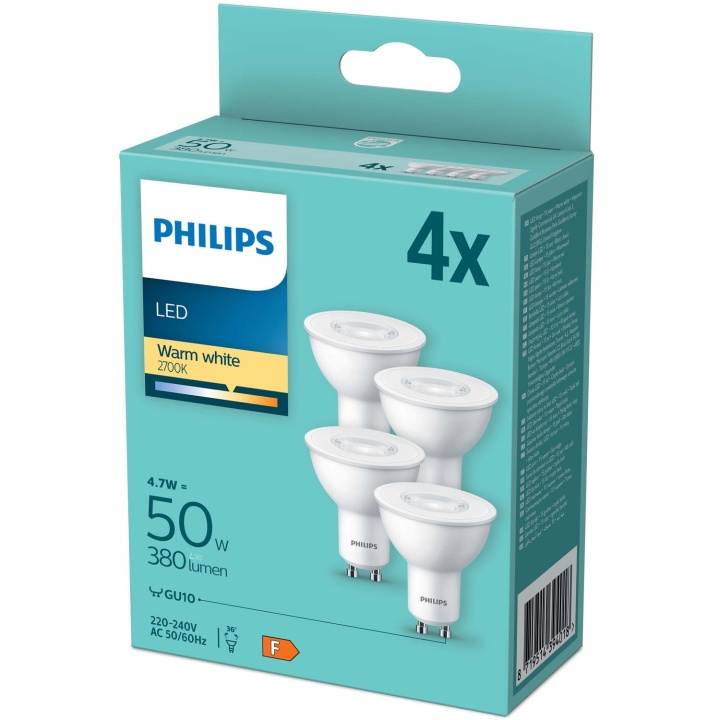 Philips 4-pack LED GU10 4,6W (50W) 380lm in de groep HOME ELECTRONICS / Verlichting / LED-lampen bij TP E-commerce Nordic AB (C55461)