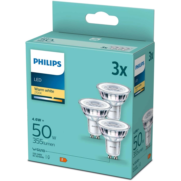 Philips 3-pak LED GU10 4.6W (50W) 355lm in de groep HOME ELECTRONICS / Verlichting / LED-lampen bij TP E-commerce Nordic AB (C55462)