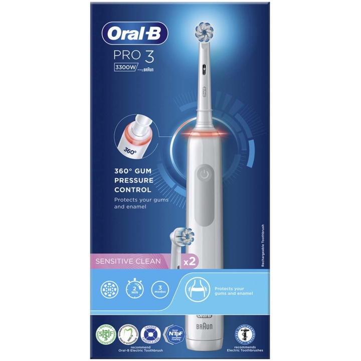 Oral B Eltandborste Pro 3 3300W in de groep BEAUTY & HEALTH / Mondverzorging / Elektrische tandenborstels bij TP E-commerce Nordic AB (C55498)