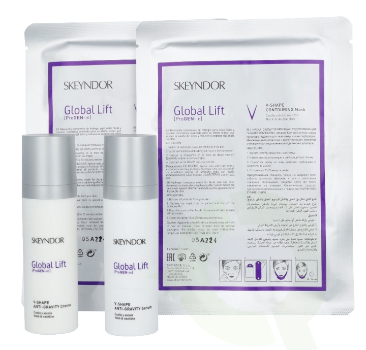 Skeyndor Global Lift V-Shape Lifting Home Care Set 60 ml For Neck, Chin And Neckline/V-Shape Anti Gravity Serum 30ml/V-Shape Anti Gravity Cream 30ml/V-Shape Contouring Mask in de groep BEAUTY & HEALTH / Huidsverzorging / Gezicht / Gezichtscrèmes bij TP E-commerce Nordic AB (C55992)