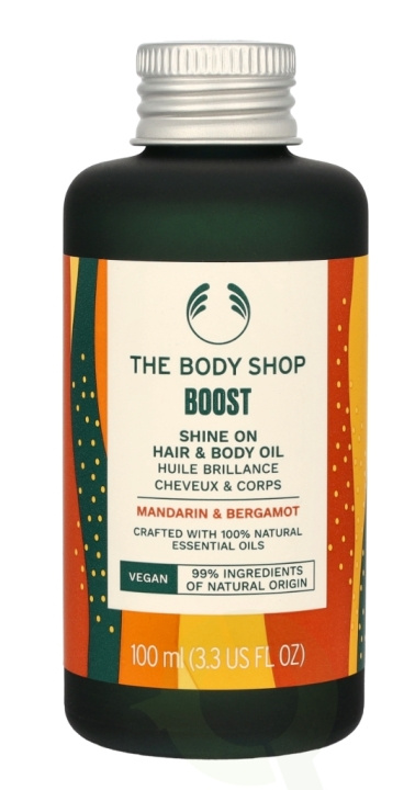 The Body Shop Boost Shine On Hair & Body Oil 100 ml Mandarin & Bergamot in de groep BEAUTY & HEALTH / Haar & Styling / Haarverzorging / Haarolie bij TP E-commerce Nordic AB (C56367)