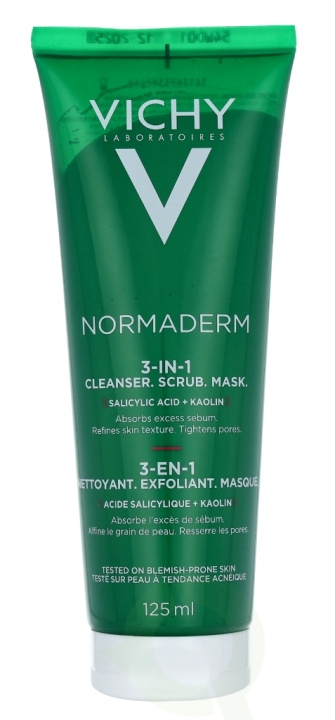 Vichy Normaderm Cleanser 3 In 1 Acne Treatment 125 ml Scrub+ Cleanser+ Mask, Sensitive Skin in de groep BEAUTY & HEALTH / Huidsverzorging / Gezicht / Schoonmaak bij TP E-commerce Nordic AB (C56621)