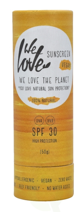 We Love The Planet Vegan Sunscreen Stick SPF30 50 gr in de groep BEAUTY & HEALTH / Huidsverzorging / Zonnebank / Zonnebescherming bij TP E-commerce Nordic AB (C56775)