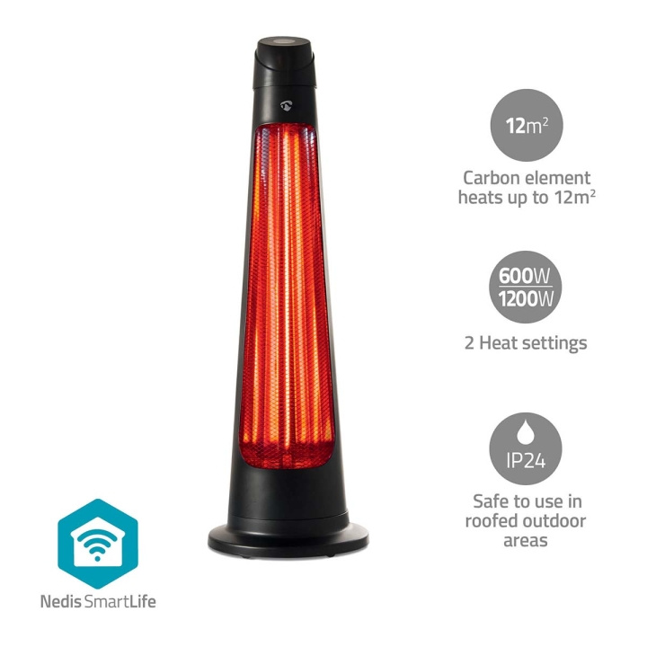 Nedis SmartLife Patio Verwarmer | Wi-Fi | 1200 W | 2 Warmte Standen | Zwenkfunctie | Omvalpreventie | IP24 | Zwart in de groep HUISHOUDEN & TUIN / Ventilatoren & Klimaatproducten / Terrasverwarmers bij TP E-commerce Nordic AB (C57020)