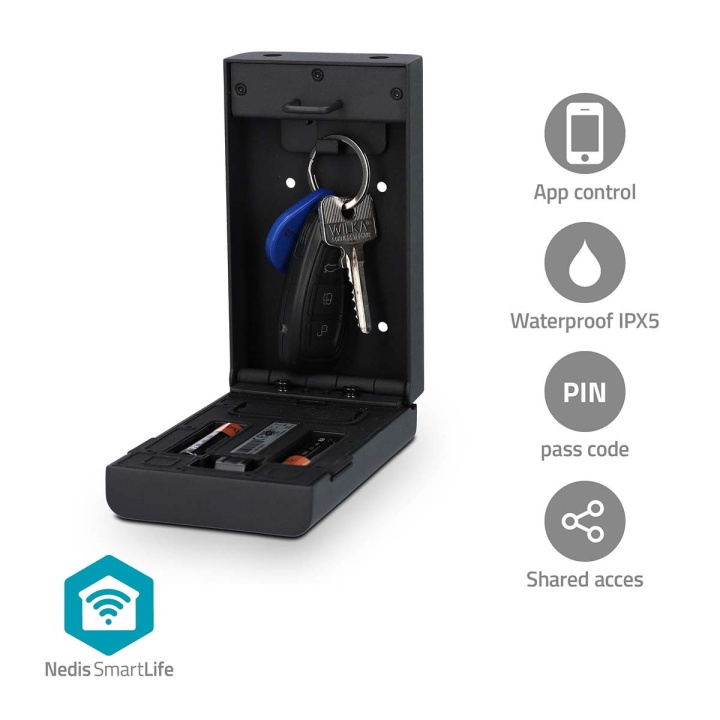 Nedis SmartLife-sleutelkast | Sleutelkluis | Bluetooth® | Buitenshuis | Sleutelslot | IPX5 | Zwart in de groep HUISHOUDEN & TUIN / Smart home / Slimme huissystemen bij TP E-commerce Nordic AB (C57033)