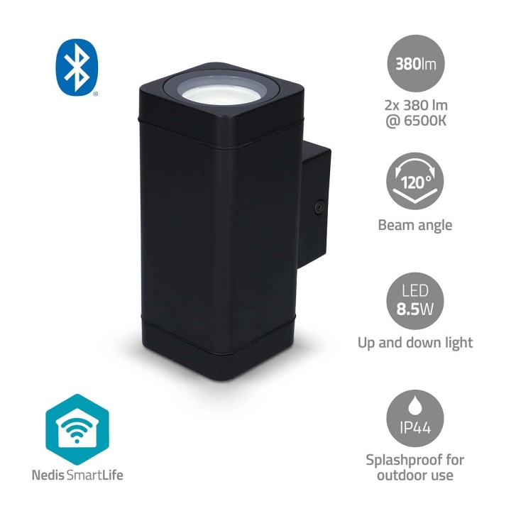 Nedis Smartlife Buitenlamp | 760 lm | Bluetooth® | 8.5 W | Warm tot Koel Wit | 2700 - 6500 K | ABS | Android™ / IOS in de groep HUISHOUDEN & TUIN / Elektriciteit & Verlichting / Buitenverlichting / Buitenwandlamp / Buitenwandlamp zonder sensor bij TP E-commerce Nordic AB (C57034)