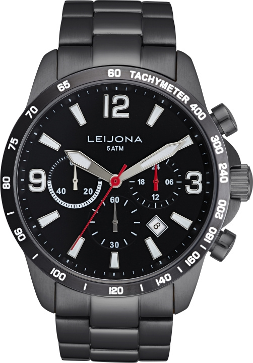 Leijona 5012-2160 - armbandsur, 42,5 mm, svart in de groep SPORT, VRIJE TIJD & HOBBY / Accessoires / Klokken bij TP E-commerce Nordic AB (C57138)