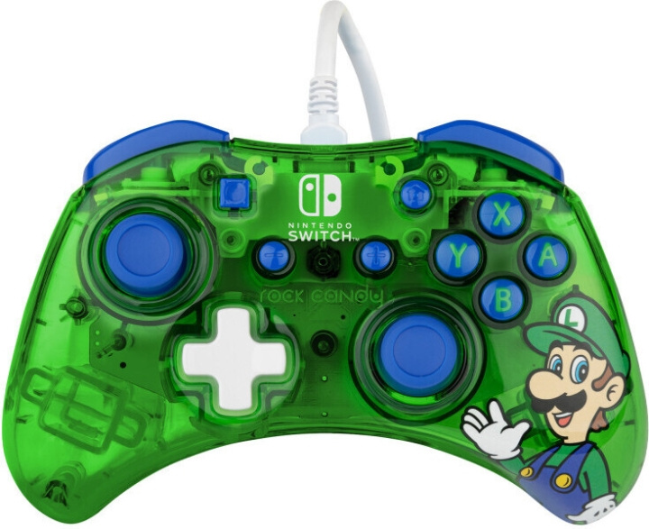 PDP Gaming Rock Candy Wired Controller - trådbunden spelkontroll, Luigi, Switch in de groep HOME ELECTRONICS / Spelconsoles en accessoires / Nintendo Switch / Accessoires bij TP E-commerce Nordic AB (C57198)