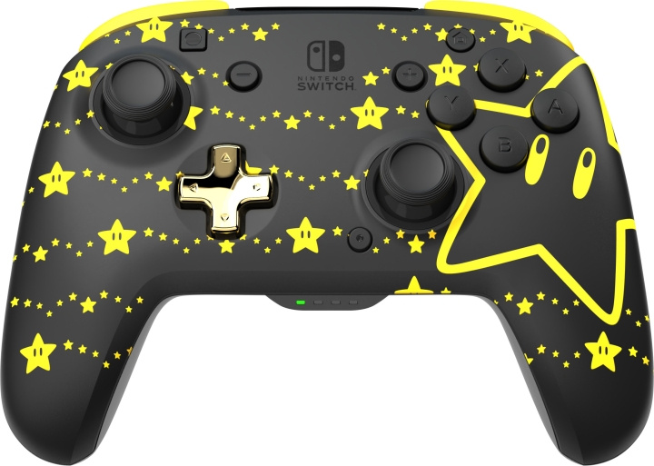PDP Gaming Rematch Glow Wireless Controller - trådlös spelkontroll, Mario Stars, Switch in de groep HOME ELECTRONICS / Spelconsoles en accessoires / Nintendo Switch / Accessoires bij TP E-commerce Nordic AB (C57219)