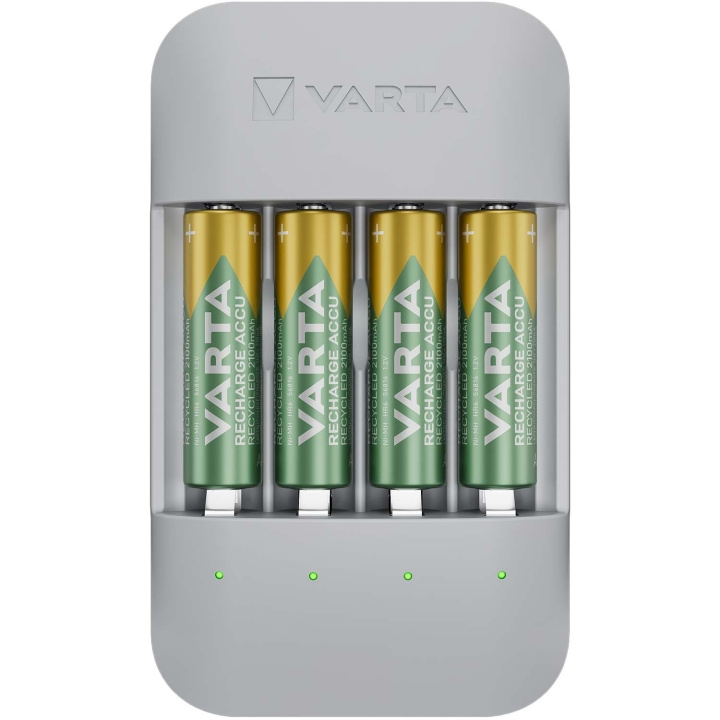 Varta Eco Charger Pro Recycled inkl. 4x AA 2100 mAh in de groep HOME ELECTRONICS / Batterijen & Opladers / Batterijoplader bij TP E-commerce Nordic AB (C57506)