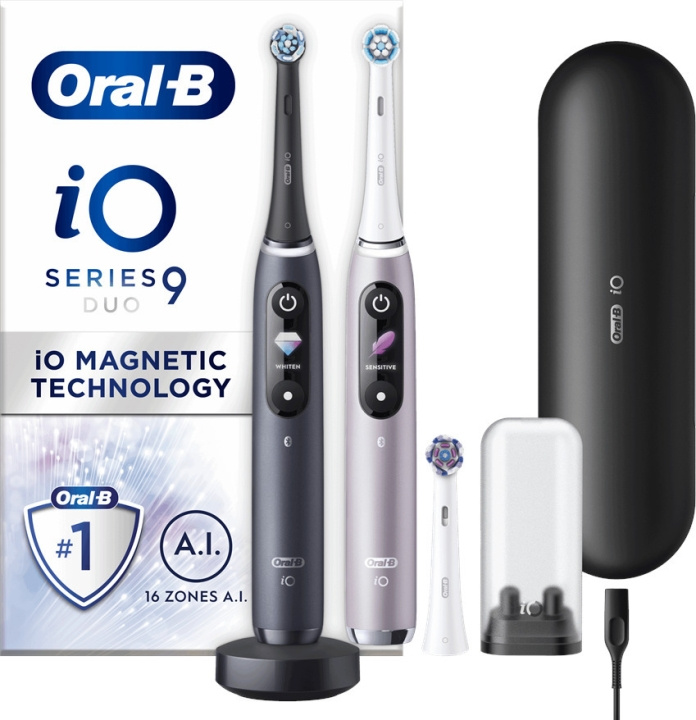 Oral B iO Series 9 Duo Pack - elektrisk tandborste, svart / rosa in de groep BEAUTY & HEALTH / Mondverzorging / Elektrische tandenborstels bij TP E-commerce Nordic AB (C57805)
