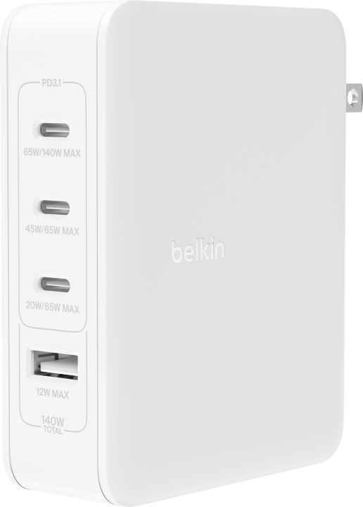 Belkin BoostCharge Pro 4-ports GaN 140 W nätladdare in de groep SMARTPHONE & TABLETS / Opladers & Kabels / Wandoplader / Wandoplader Type C bij TP E-commerce Nordic AB (C57822)