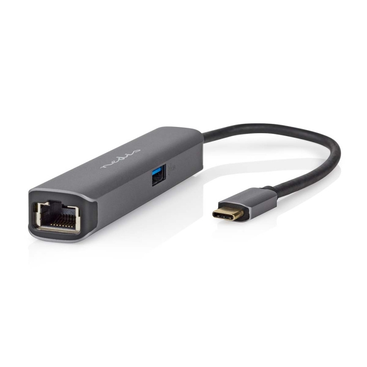 Nedis USB Multi-Port Adapter | USB 3.2 Gen 1 | USB-C™ Male | HDMI™ Output / RJ45 Female / USB-A Female / USB-C™ Female | 5 Gbps | 0.20 m | Rond | Verguld | PVC | Antraciet | Doos in de groep COMPUTERS & RANDAPPARATUUR / Laptops & accessoires / Docking station bij TP E-commerce Nordic AB (C57839)