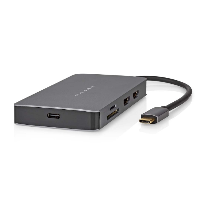 Nedis USB Multi-Port Adapter | 7-in-1 | USB 3.2 Gen 1 | USB-C™ Male | Micro SD / RJ45 Female / SD / USB-C™ Female / 2x HDMI™ / 2x USB-A Female | 5 Gbps | 0.20 m | Rond | Verguld | PVC | Antraciet | Doos in de groep COMPUTERS & RANDAPPARATUUR / Laptops & accessoires / Docking station bij TP E-commerce Nordic AB (C57842)