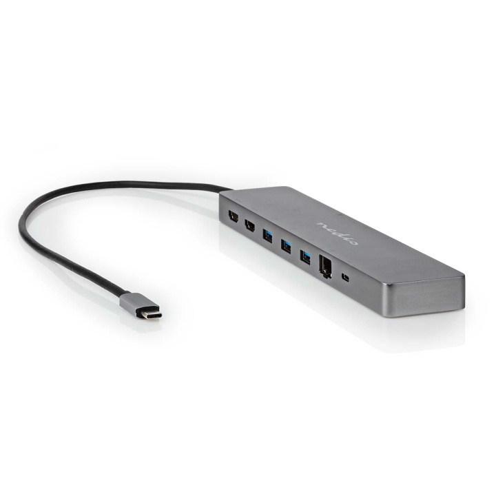 Nedis USB Multi-Port Adapter | USB 3.2 Gen 1 | USB-C™ Male | Micro SD / RJ45 Female / SD / 2x HDMI™ / 2x USB-C™ / 3x USB-A Female | 0.40 m | Rond | Verguld | TPE | Antraciet | Doos in de groep COMPUTERS & RANDAPPARATUUR / Laptops & accessoires / Docking station bij TP E-commerce Nordic AB (C57843)