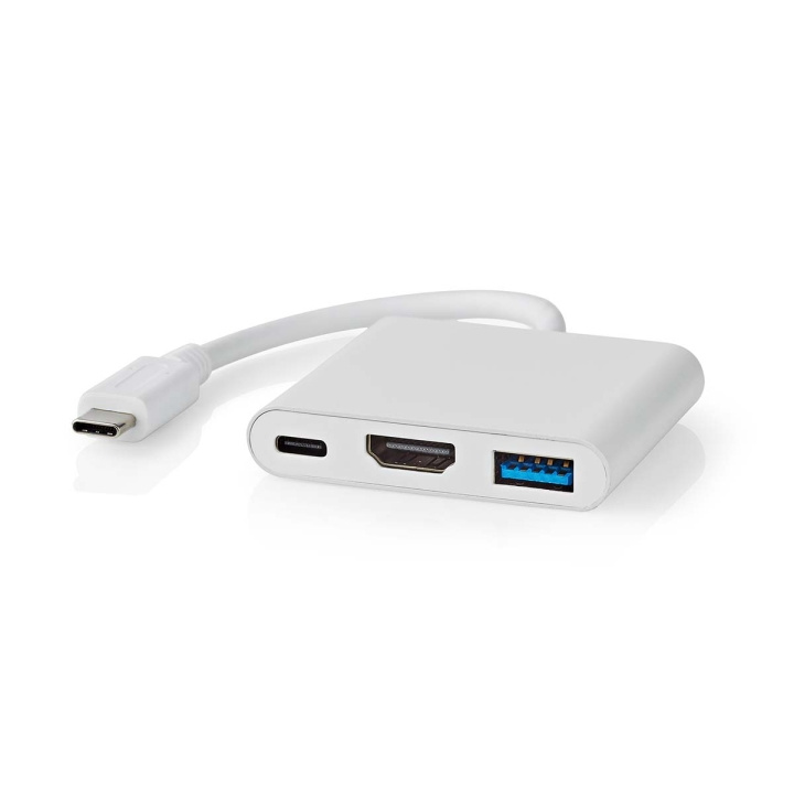 Nedis USB Multi-Port Adapter | 3-in-1 | USB 3.2 Gen 1 | USB-C™ Male | HDMI™ Output / USB-A Female / USB-C™ Female | 5 Gbps | 0.10 m | Rond | Vernikkeld | PVC | Wit | Doos in de groep COMPUTERS & RANDAPPARATUUR / Laptops & accessoires / Docking station bij TP E-commerce Nordic AB (C57850)