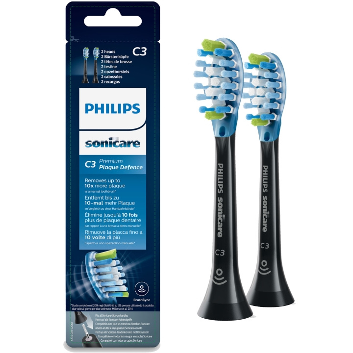 Philips Borsthuvud Sonicare C3 Premium Plaque 2st Black HX9042/33 in de groep BEAUTY & HEALTH / Mondverzorging / Elektrische tandenborstelaccessoires bij TP E-commerce Nordic AB (C58965)