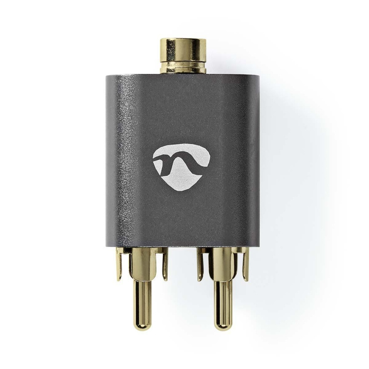 Nedis Stereo-Audioadapter | 2x RCA Male | 3,5 mm Female | Verguld | Recht | Aluminium | Gun Metal Grijs | 1 Stuks | Cover Window Box in de groep HOME ELECTRONICS / Kabels & Adapters / Audio Analoog / Adapters bij TP E-commerce Nordic AB (C58980)