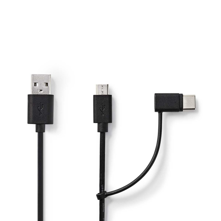 Nedis 2-in-1-Kabel | USB 2.0 | USB-A Male | USB Micro-B Male / USB-C™ Male | 480 Mbps | 1.00 m | Vernikkeld | Rond | PVC | Zwart | Blister in de groep COMPUTERS & RANDAPPARATUUR / Computerkabels / USB / USB-A / Kabels bij TP E-commerce Nordic AB (C58983)