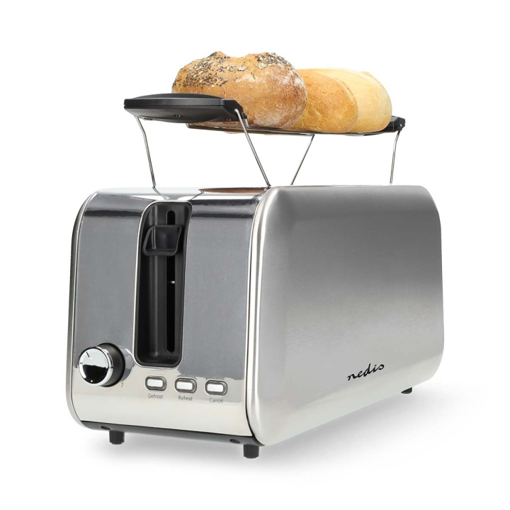 Nedis Broodrooster | 4 Sneetjes Brood | 2 Lange Sleuven | Bruining niveaus: 7 | Ontdooifunctie | Aluminium / Zilver in de groep HUISHOUDEN & TUIN / Huishoudelijke apparaten / Broodroosters & Broodgrills / Broodroosters bij TP E-commerce Nordic AB (C58988)