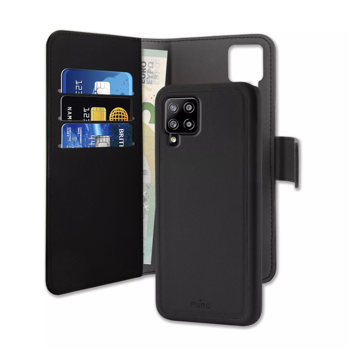Puro Samsung Galaxy A42 5G EcoLeather Wallet Detach black in de groep SMARTPHONE & TABLETS / Mobielbescherming / Samsung bij TP E-commerce Nordic AB (C59233)