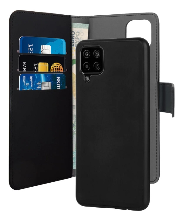 Puro Samsung Galaxy A12 Wallet Detachable, black in de groep SMARTPHONE & TABLETS / Mobielbescherming / Samsung bij TP E-commerce Nordic AB (C59240)