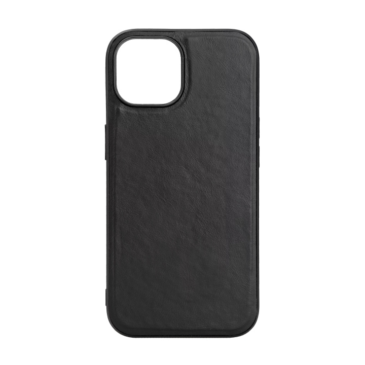 Essentials iPhone 15 Leather Mag back cover, TPU frame, magnet, black in de groep SMARTPHONE & TABLETS / Mobielbescherming / Apple / iPhone 15 bij TP E-commerce Nordic AB (C59565)