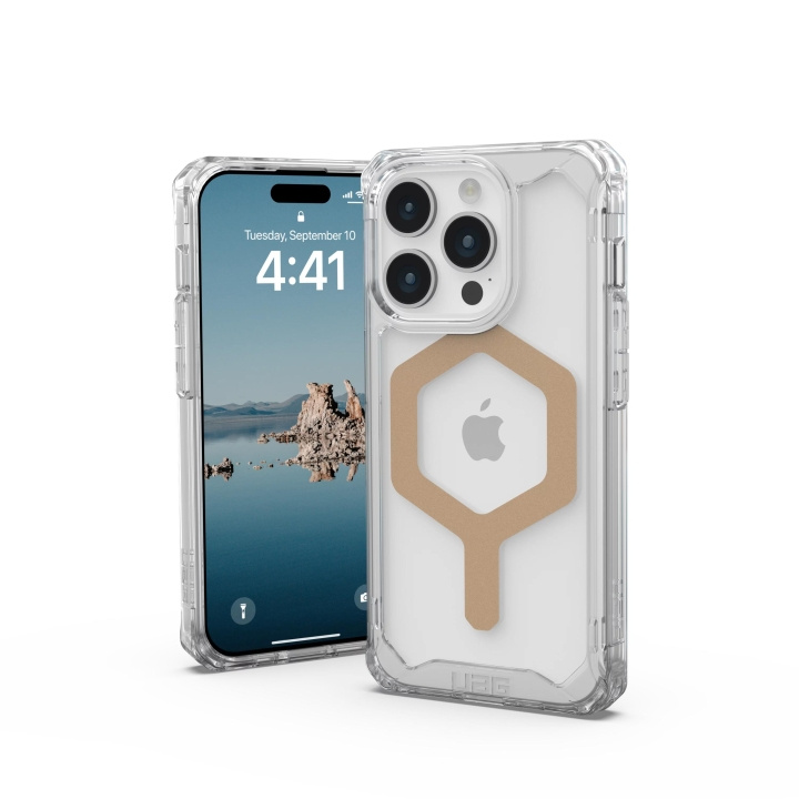 Urban Armor Gear iPhone 15 Pro Plyo Magsafe - Ice/Gold in de groep SMARTPHONE & TABLETS / Mobielbescherming / Apple / iPhone 15 bij TP E-commerce Nordic AB (C59799)