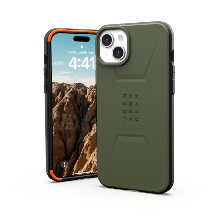 Urban Armor Gear iPhone 15 Plus Civilian Magsafe - Olive Drab in de groep SMARTPHONE & TABLETS / Mobielbescherming / Apple / iPhone 15 bij TP E-commerce Nordic AB (C59810)