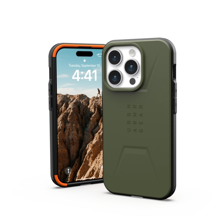 Urban Armor Gear iPhone 15 Pro Civilian Magsafe - Olive Drab in de groep SMARTPHONE & TABLETS / Mobielbescherming / Apple / iPhone 15 bij TP E-commerce Nordic AB (C59811)