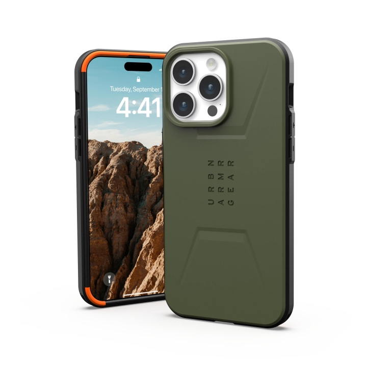 Urban Armor Gear iPhone 15 Pro Max Civilian Magsafe - Olive Drab in de groep SMARTPHONE & TABLETS / Mobielbescherming / Apple / iPhone 15 bij TP E-commerce Nordic AB (C59812)