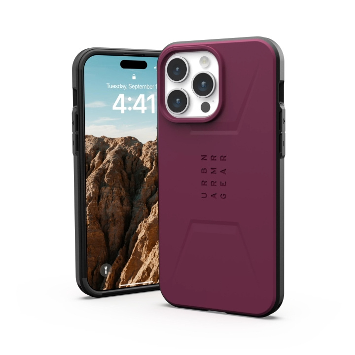 Urban Armor Gear iPhone 15 Pro Max Civilian Magsafe - Bordeaux in de groep SMARTPHONE & TABLETS / Mobielbescherming / Apple / iPhone 15 bij TP E-commerce Nordic AB (C59816)