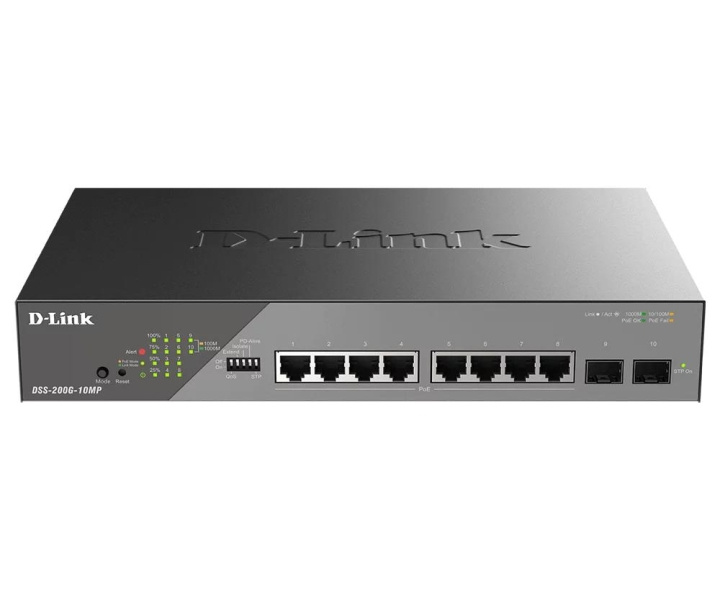 D-Link 10-Port Gigabit Ethernet PoE+ Surveillance Switch in de groep COMPUTERS & RANDAPPARATUUR / Netwerk / Schakelaars / 10/100Mbps bij TP E-commerce Nordic AB (C59847)