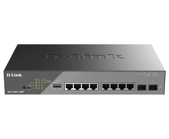 D-Link 10-Port Gigabit Ethernet PoE+ Surveillance Switch in de groep COMPUTERS & RANDAPPARATUUR / Netwerk / Schakelaars bij TP E-commerce Nordic AB (C59847)