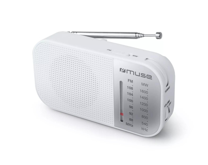 MUSE M-025 RW Radio Portable FM/AM White in de groep HOME ELECTRONICS / Audio & Beeld / Thuisbioscoop, Hifi en Draagbaar / Radio & Wekkers / Draadloze audiozender bij TP E-commerce Nordic AB (C59955)