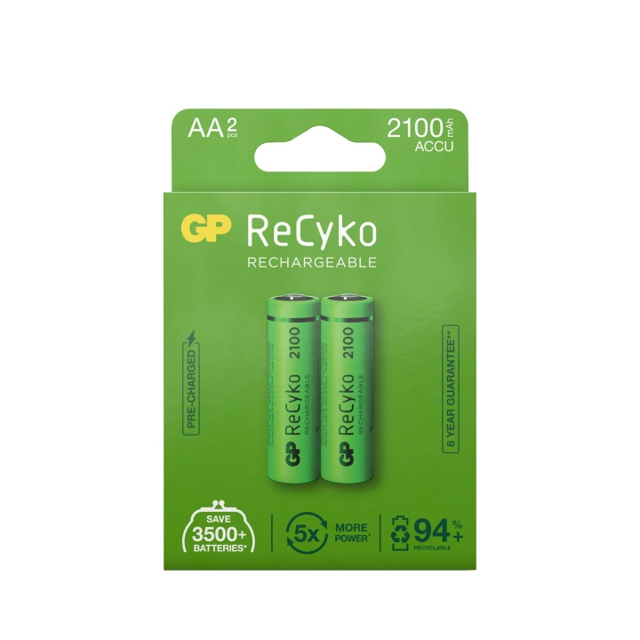 GP ReCyko NiMH 2100mAh AA 2 Pack (PB) in de groep HOME ELECTRONICS / Batterijen & Opladers / Oplaadbare batterijen / AA bij TP E-commerce Nordic AB (C60008)