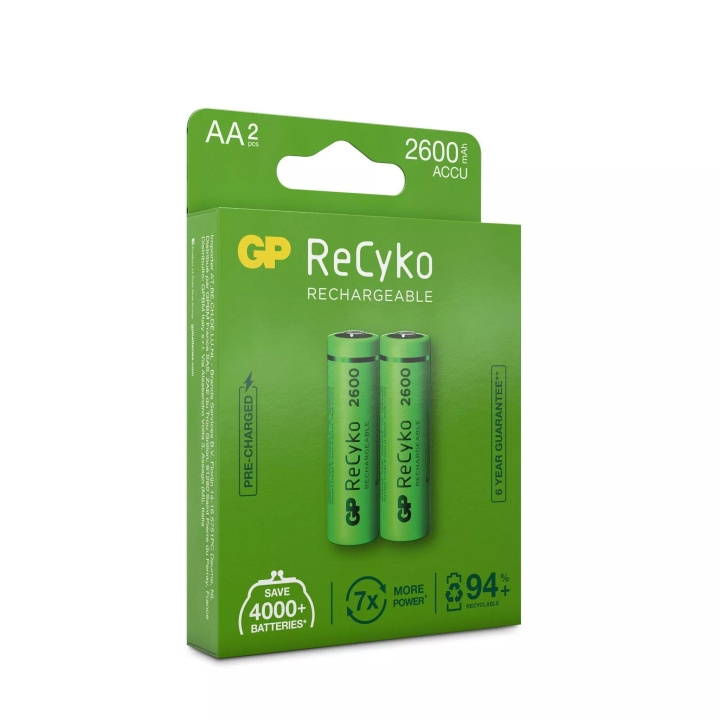 GP ReCyko NiMH 2600mAh AA 2 PK (PB) in de groep HOME ELECTRONICS / Batterijen & Opladers / Oplaadbare batterijen / AA bij TP E-commerce Nordic AB (C60009)