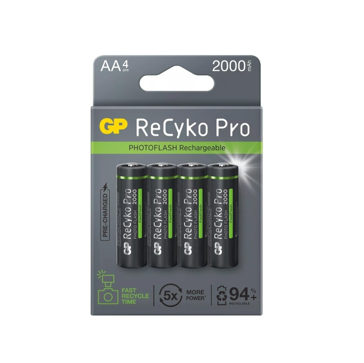GP Recyko Pro Photoflash 2000mAh AA 4 Pack (PB) in de groep HOME ELECTRONICS / Batterijen & Opladers / Oplaadbare batterijen / AA bij TP E-commerce Nordic AB (C60010)