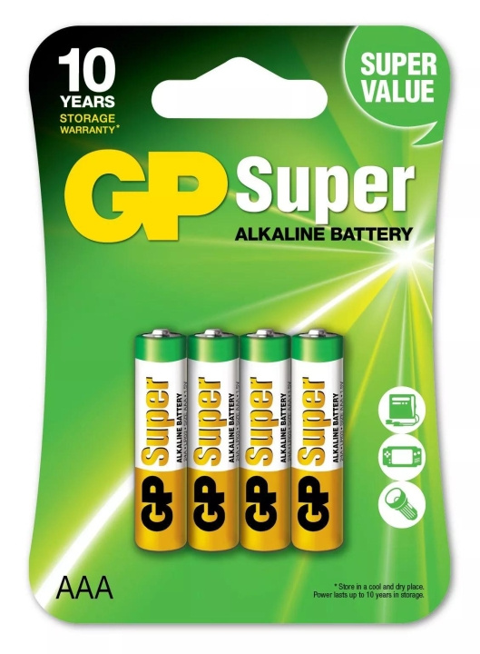 GP Super Alkaline AAA 4 Pack (B) in de groep HOME ELECTRONICS / Batterijen & Opladers / Batterijen / AAA bij TP E-commerce Nordic AB (C60023)