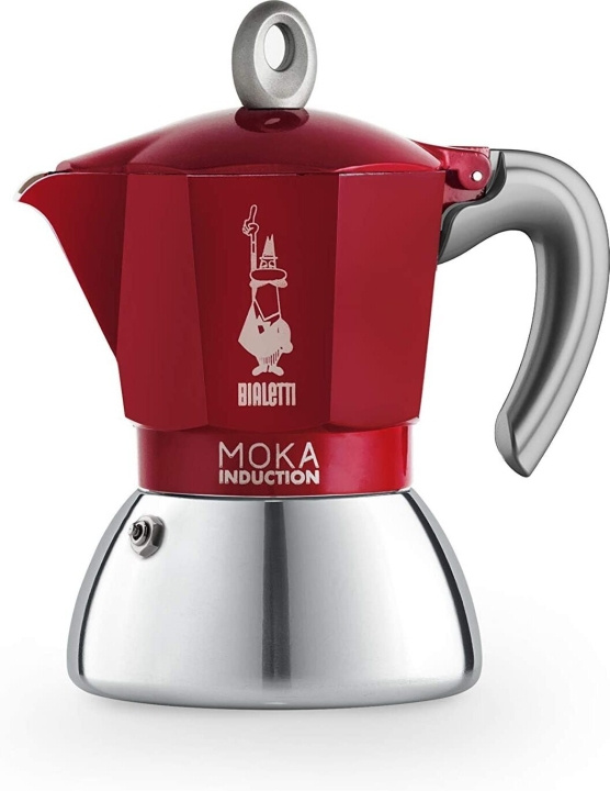 Bialetti Moka Induktion Röd, 4 koppar in de groep HUISHOUDEN & TUIN / Huishoudelijke apparaten / Koffiezetapparaten en accessoires / Koffiezetapparaten bij TP E-commerce Nordic AB (C60124)