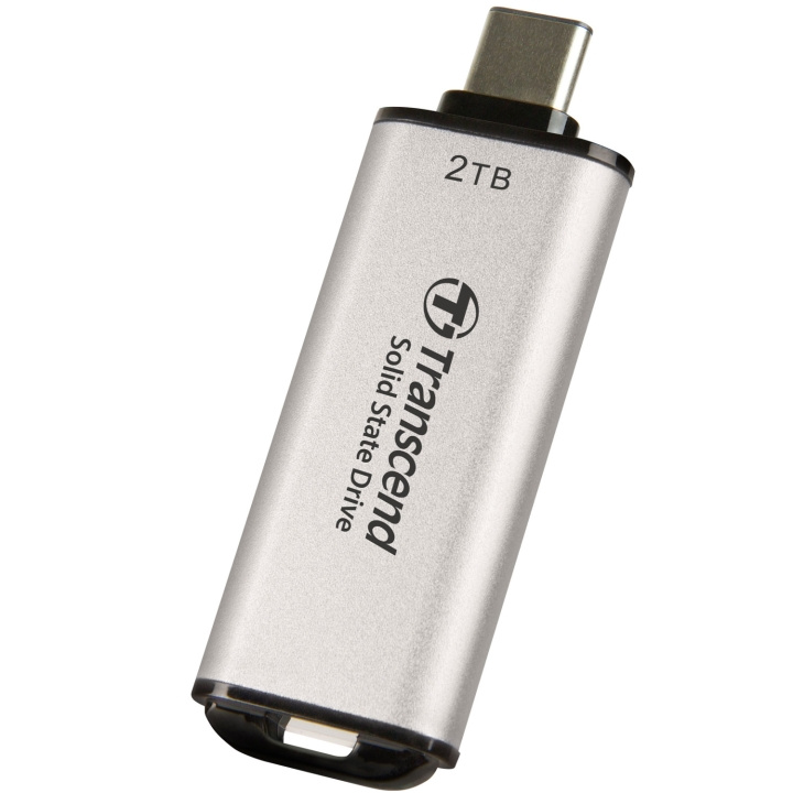 Transcend Portabel Mini SSD ESD300C USB-C 2TB 10Gbps (R1050/W950 Mb/s) Silver in de groep COMPUTERS & RANDAPPARATUUR / Computeraccessoires / Externe harde schijf bij TP E-commerce Nordic AB (C60279)