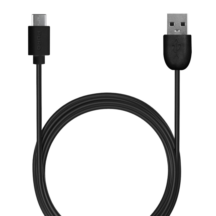Puro USB-A - USB-C cable, 1m, Black in de groep SMARTPHONE & TABLETS / Opladers & Kabels / Kabels / Kabels Type C bij TP E-commerce Nordic AB (C60619)