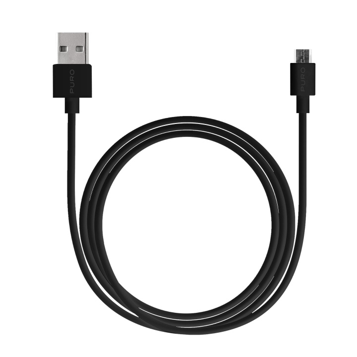 Puro USB-A - MicroUSB kabel, 2m, svart in de groep SMARTPHONE & TABLETS / Opladers & Kabels / Kabels / Kabels microUSB bij TP E-commerce Nordic AB (C60622)