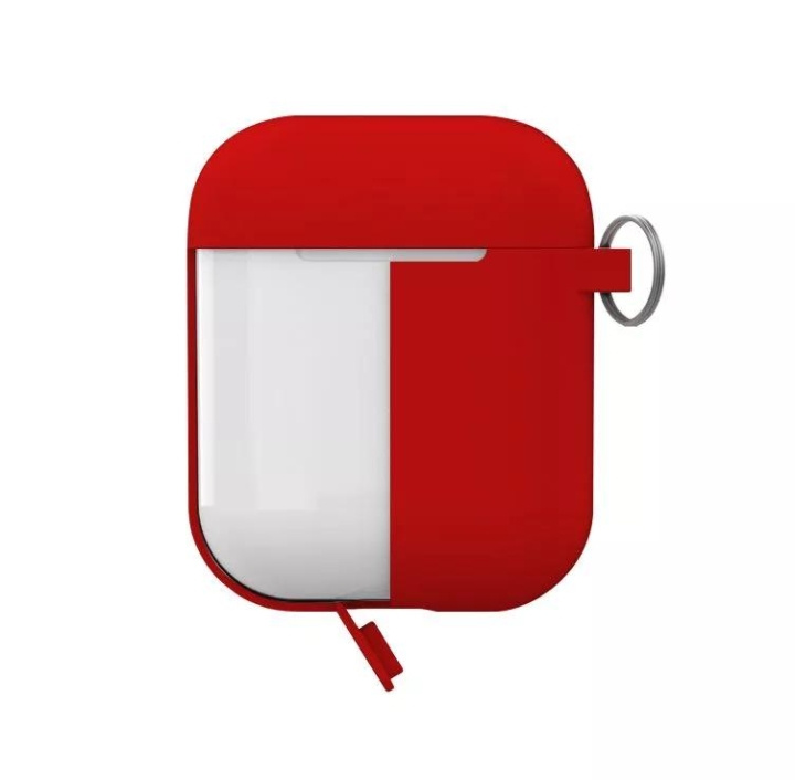Puro Silicon Case for AirPods 2016/19 w/carabin, Red in de groep HOME ELECTRONICS / Audio & Beeld / Koptelefoon & Accessoires / Accessoires bij TP E-commerce Nordic AB (C60701)