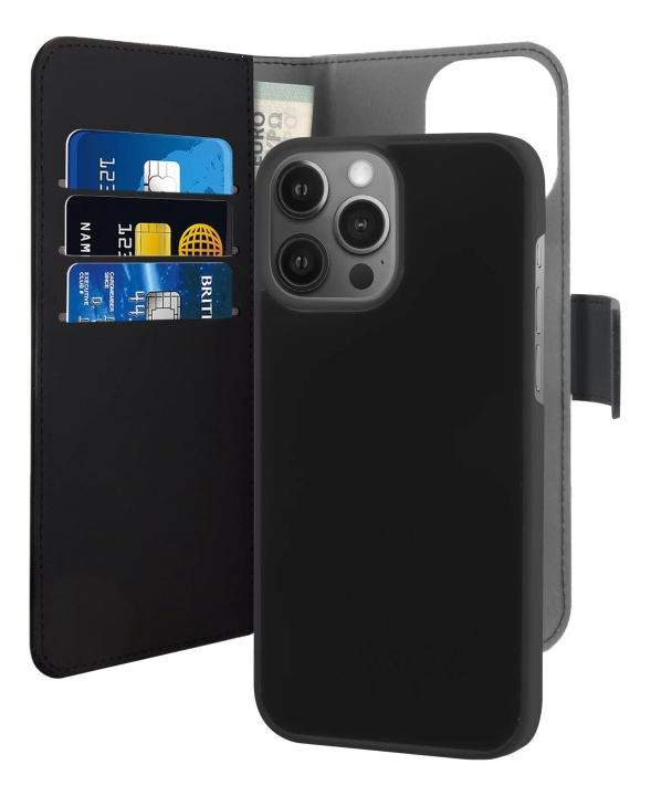 Puro iPhone 13 Pro Max EcoLeather Wallet Detach. black in de groep SMARTPHONE & TABLETS / Mobielbescherming / Apple / iPhone 13 Pro Max / Wallet Case bij TP E-commerce Nordic AB (C60717)