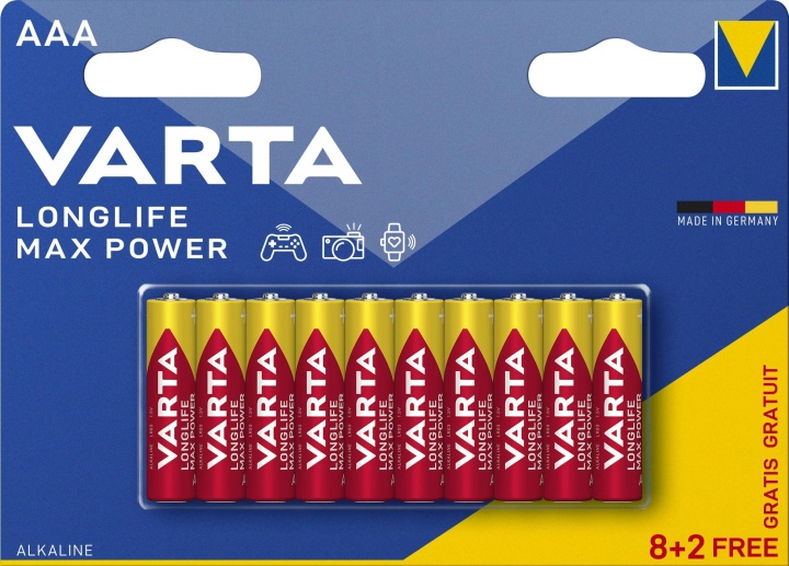 Varta Longlife Max Power AAA 10 Pack (8+2) in de groep HOME ELECTRONICS / Batterijen & Opladers / Batterijen / AAA bij TP E-commerce Nordic AB (C60773)